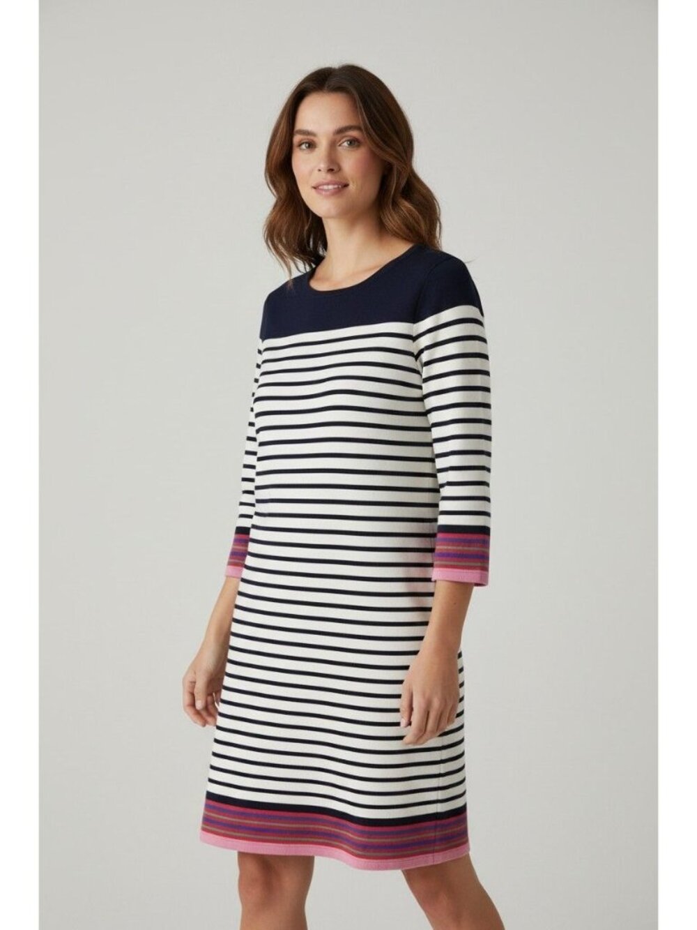 Fleur Bleue Stripes Soft Stretch Terry Shift Dress Size S Casual Travel Fall